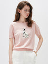 COMOBOCA Women's Dalmatian Intarsia Knit T-Shirt