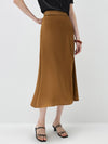 Women's solid color A-line skirt, mulberry silk blend woven