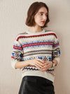 100% Cashmere Women's Nordic Fair Isle Knit Sweater