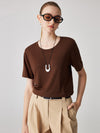 COMOBOCA Burgundy Women's Essential Round Neck Knit T-Shirt