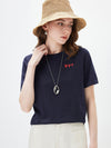 Women's crew neck short-sleeve knitted T-shirt with embroidery
