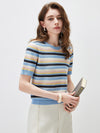 COMOBOCA Women's Multi-Color Stripe Knit T-Shirt