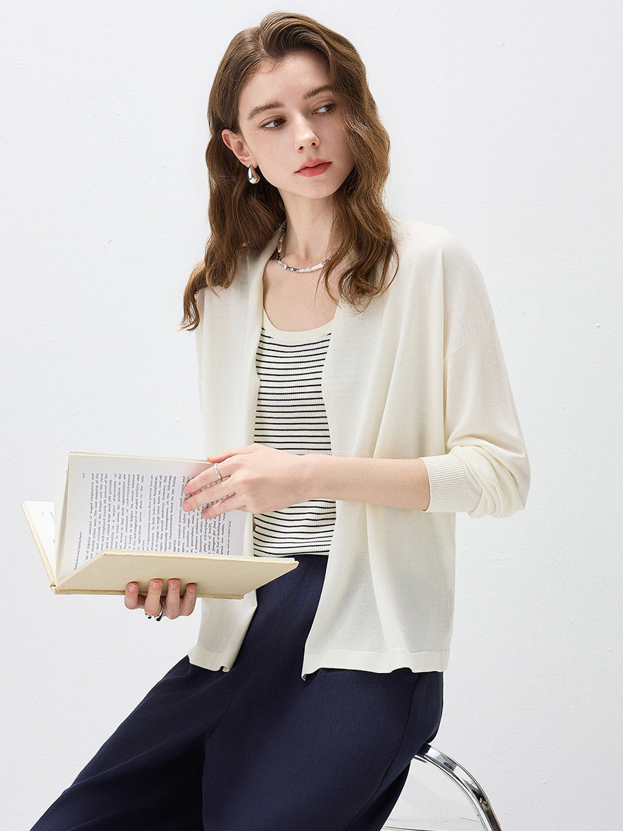 COMOBOCA Women's Open Front Knit Cardigan