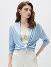 COMOBOCA Light Blue Women's Open Front Knit Cardigan