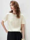 Women's Crew Neck Tonal Jacquard Short Sleeve T-Shirt