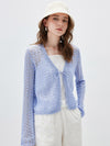 COMOBOCA Women's Linen Lace Knit Tie Front Cardigan