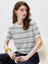 COMOBOCA Women's Fair Isle Semi Sheer Knit T-Shirt