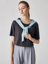 COMOBOCA Gray Women's Essential Round Neck Knit T-Shirt