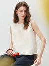 Women's Crew Neck Mulberry Silk Blend Sleeveless Vest