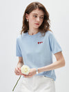 Women's crew neck short-sleeve knitted T-shirt with embroidery