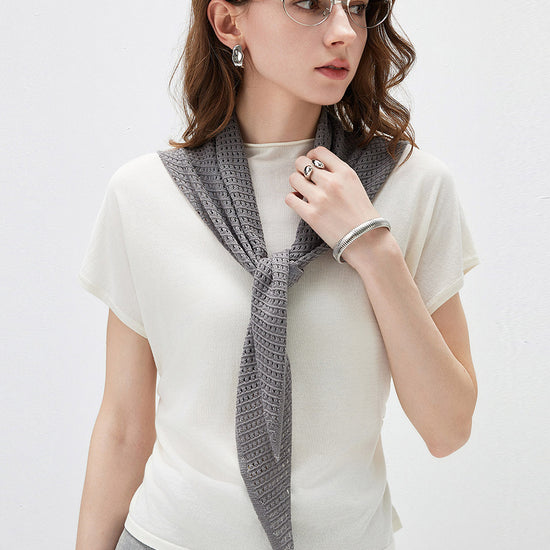 COMOBOCA Women's Openwork Knit Triangle Shoulder Wrap Scarf