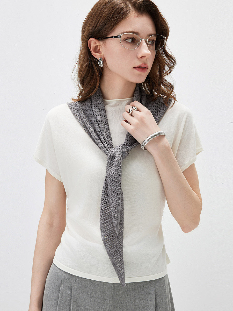 COMOBOCA Women's Openwork Knit Triangle Shoulder Wrap Scarf