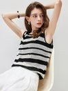 COMOBOCA Women's Crochet Knit Stripe Tank Top