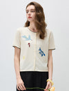 COMOBOCA Women's Embroidered Short Sleeve Cardigan