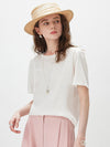 Women's Crew Neck Tonal Jacquard Short Sleeve T-Shirt