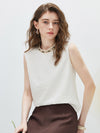Women's Mock Neck Mulberry Silk Blend Vintage Sleeveless Vest