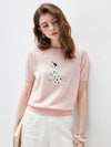 COMOBOCA Women's Dalmatian Intarsia Knit T-Shirt