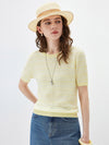 COMOBOCA Women's Ribbed Fine Stripe Knit T-Shirt