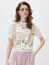 COMOBOCA Cloudy Women's Ribbed Print Knit T-Shirt