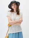 COMOBOCA Cloudy Women's Openwork Side Slit Knit Top