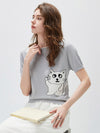 COMOBOCA Women's Cat And Tennis Intarsia Knit T-Shirt