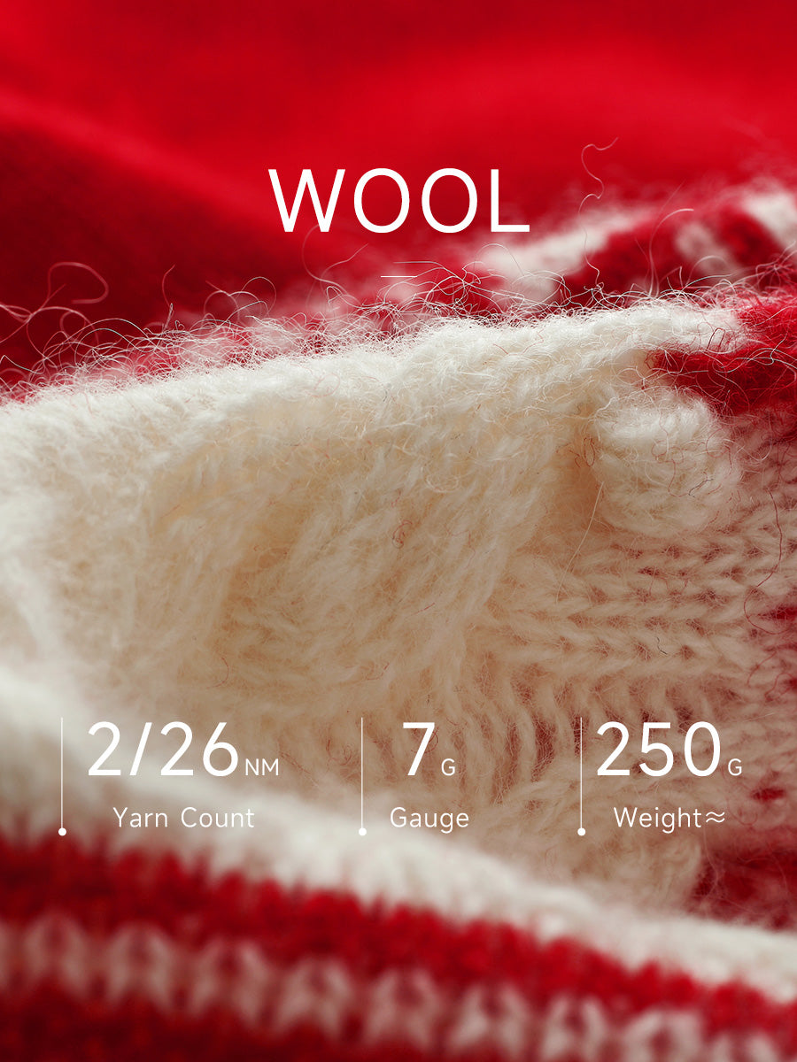 COMOBOCA 100% Wool Kids' Fair Isle Pattern Round Neck Sweater