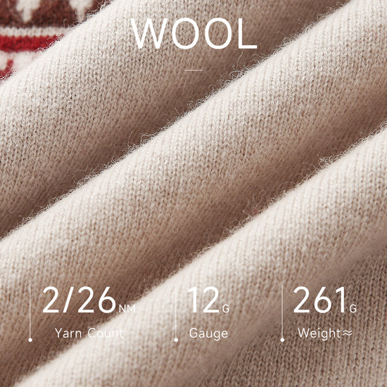 COMOBOCA 100% Wool Women's Geometric Fair Isle Knit Sweater