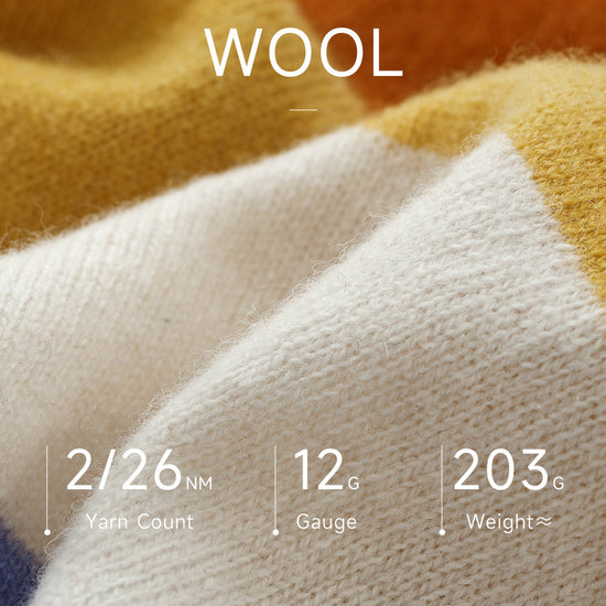 COMOBOCA 100% Wool Kids' Colorful Striped Round Neck Cardigan