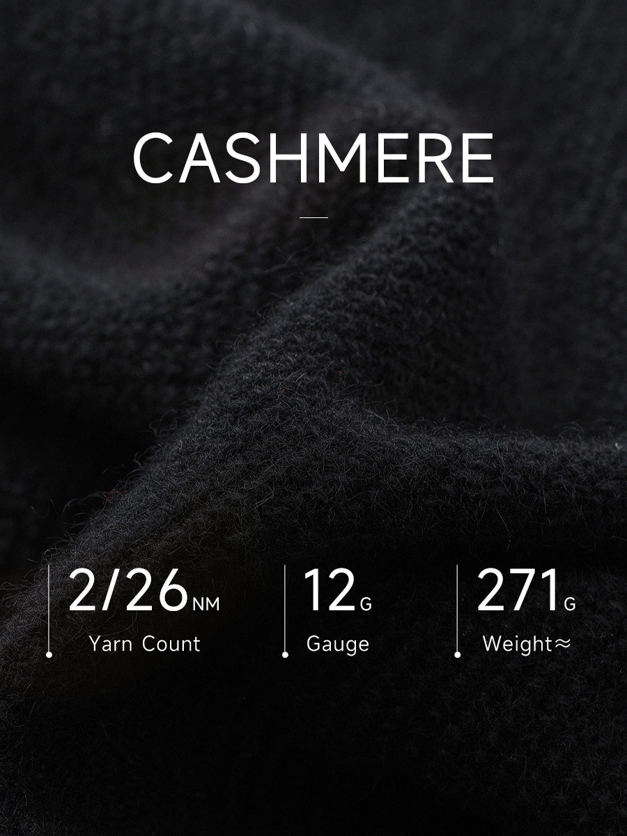 COMOBOCA 100% Cashmere Women's Striped Sleeve Round Neck Sweater