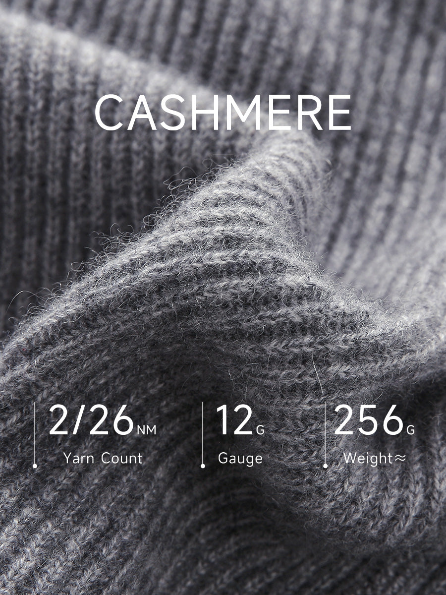 COMOBOCA 100% Cashmere Women's Color Block Ribbed Knit Sweater