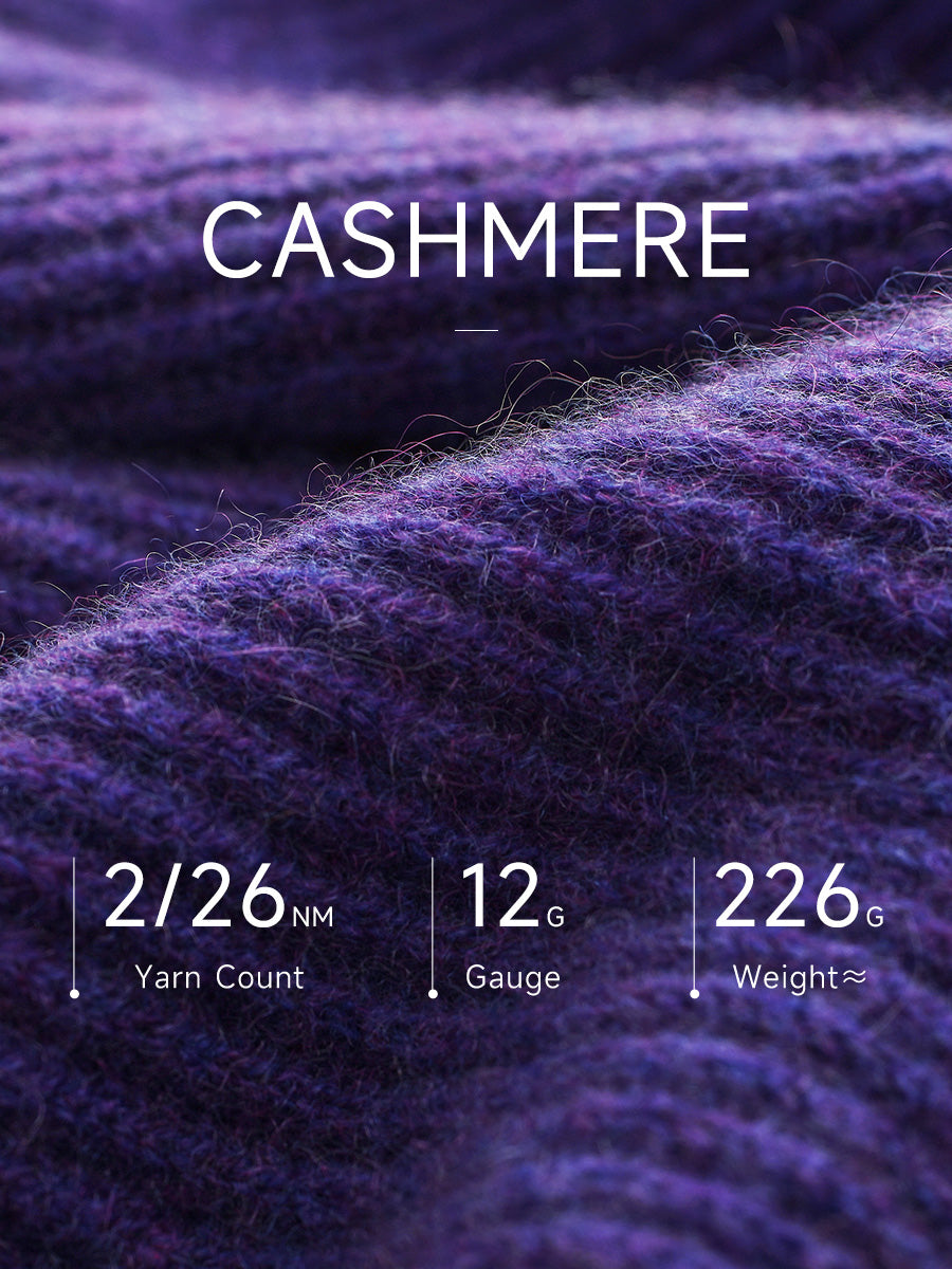 COMOBOCA 100% Cashmere Women's Ribbed Round Neck Sweater