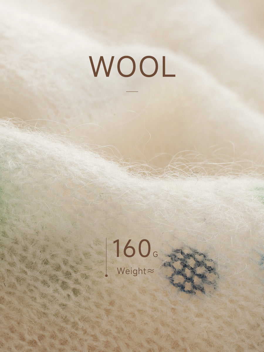 COMOBOCA Women's Sequined Floral Printed Round Neck Sweater