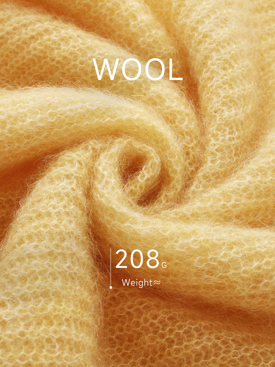 COMOBOCA Women's Mohair Sheer Knit Round Neck Sweater