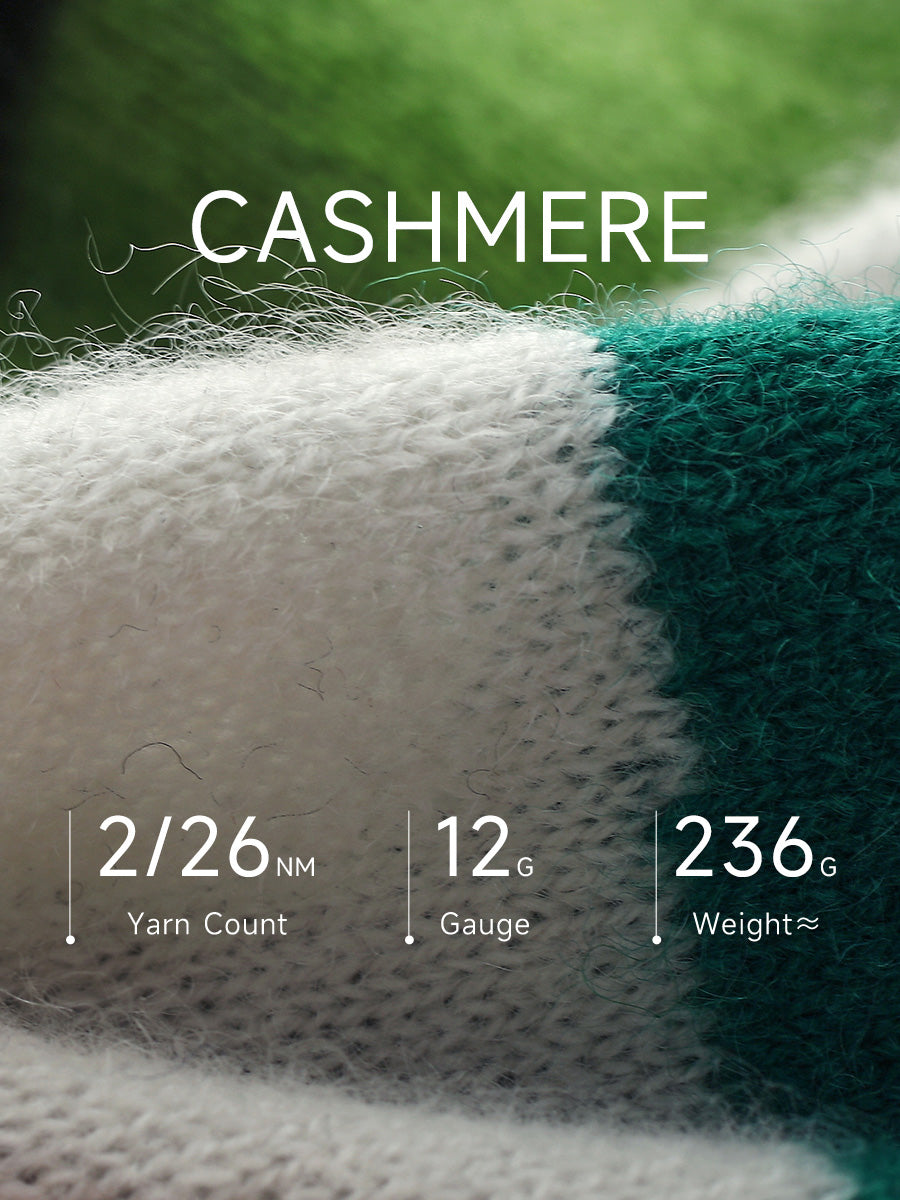 COMOBOCA 100% Cashmere Women's Abstract Pattern Round Neck Sweater