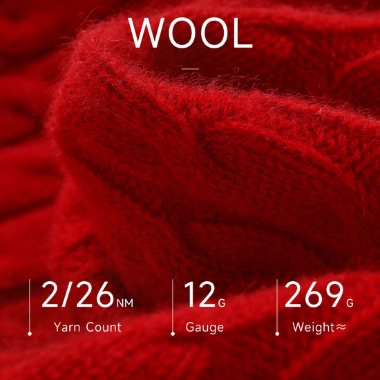 COMOBOCA 100% Wool Kids' Cable Knit Round Neck Sweater