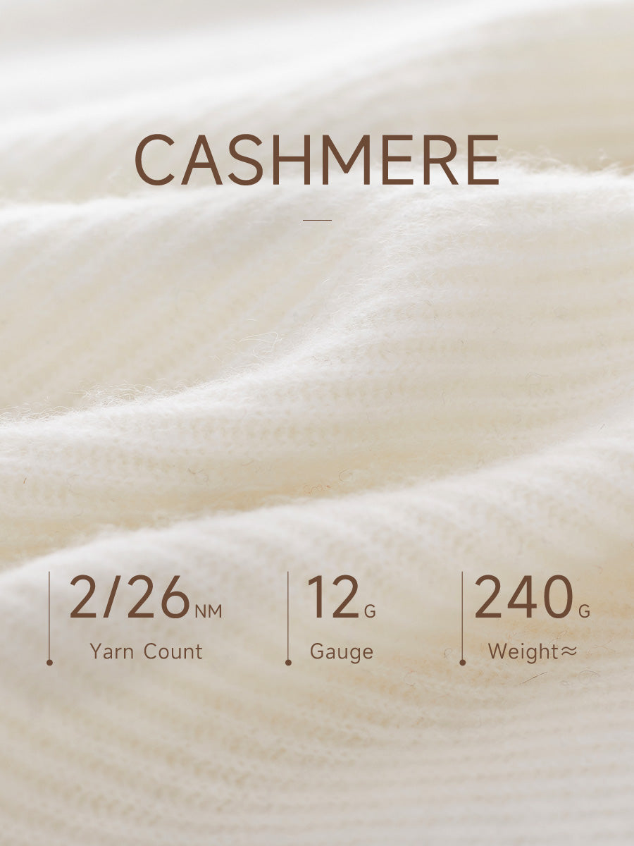 COMOBOCA 100% Cashmere Women's Striped Round Neck Sweater