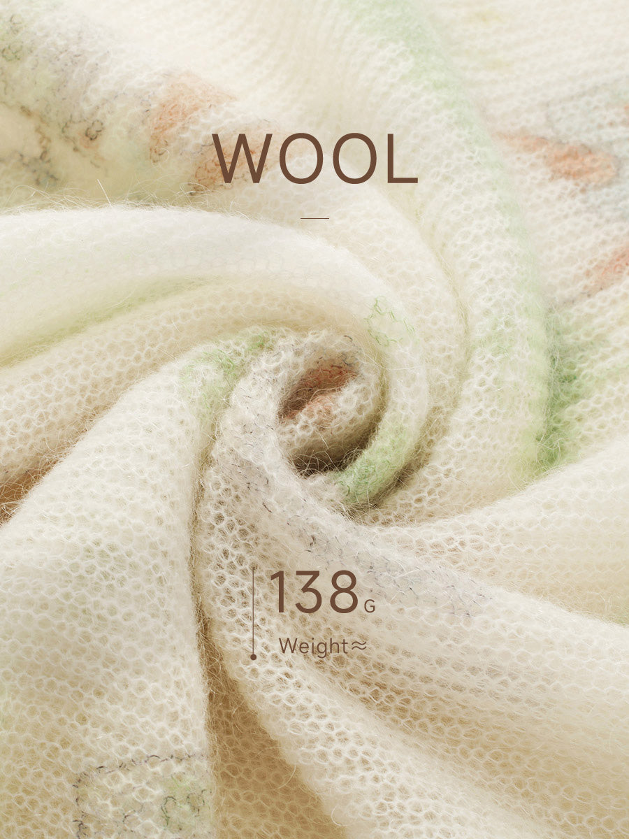 COMOBOCA Women's Bunny Printed Round Neck Sweater