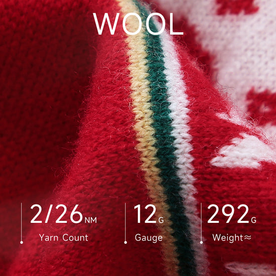 COMOBOCA 100% Wool Women's Reindeer Knit Sweater