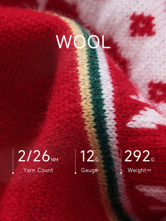 COMOBOCA 100% Wool Women's Reindeer Knit Sweater