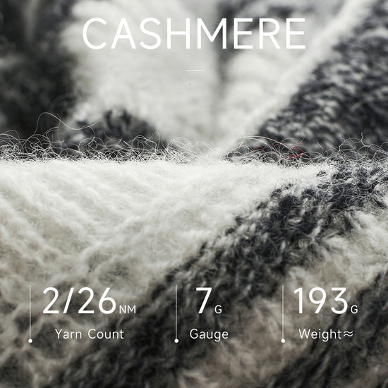 COMOBOCA 100% Cashmere Women's Striped Knit Round Neck Sweater