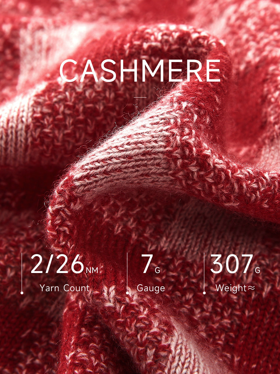 COMOBOCA 100% Cashmere Women's Checkered Round Neck Sweater