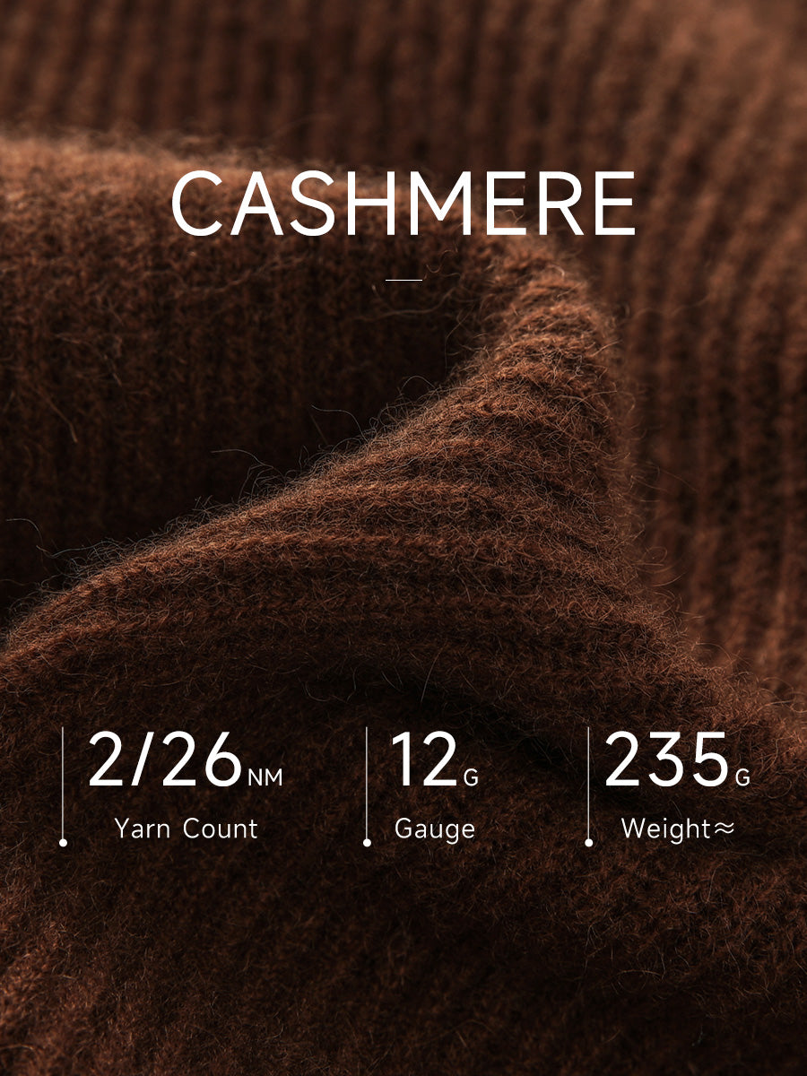 COMOBOCA 100% Cashmere Women's Round Neck Button Ribbed Knit Sweater