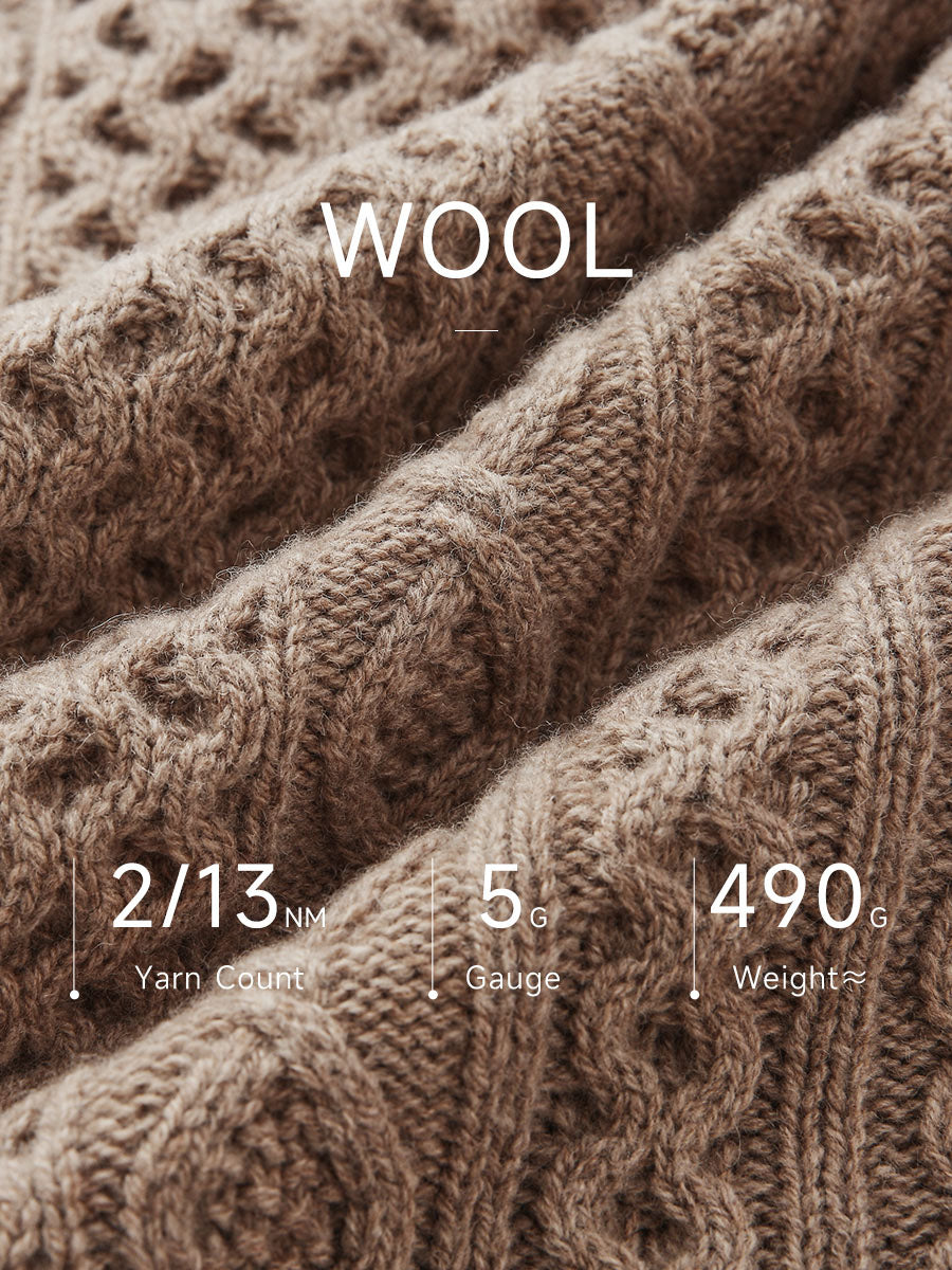 COMOBOCA 100% Wool Women's Cable Knit Button Cardigan