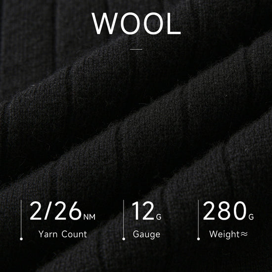 COMOBOCA 100% Wool Women's Ribbed Contrast Trim Sweater