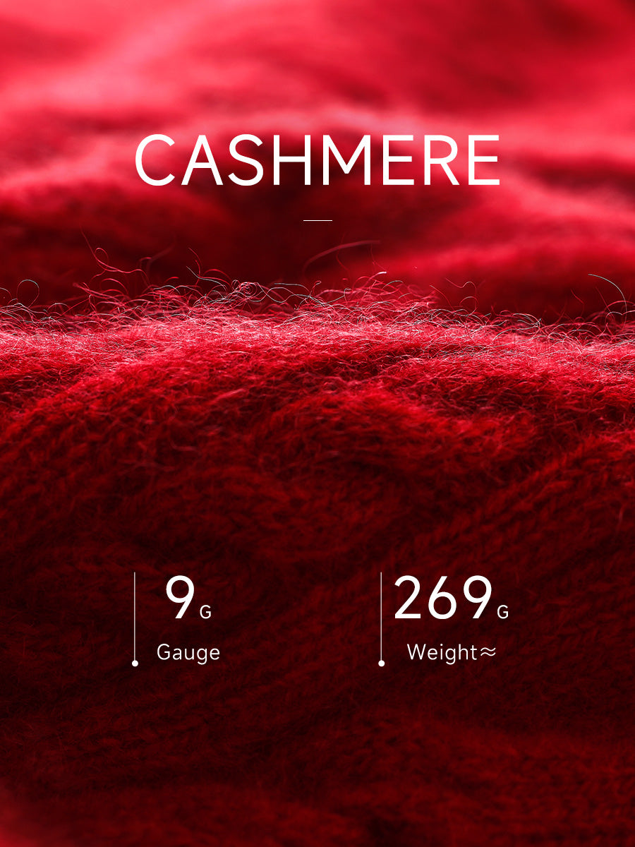 COMOBOCA 100% Cashmere Women's Cable Round Neck Knit Sweater