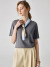 COMOBOCA Light Gray Women's Essential Round Neck Knit T-Shirt
