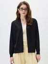 COMOBOCA Black Women's Open Front Knit Cardigan