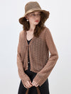 COMOBOCA Women's Linen Lace Knit Tie Front Cardigan