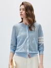 COMOBOCA Women's Pet Pointelle Knit Round Neck Cardigan
