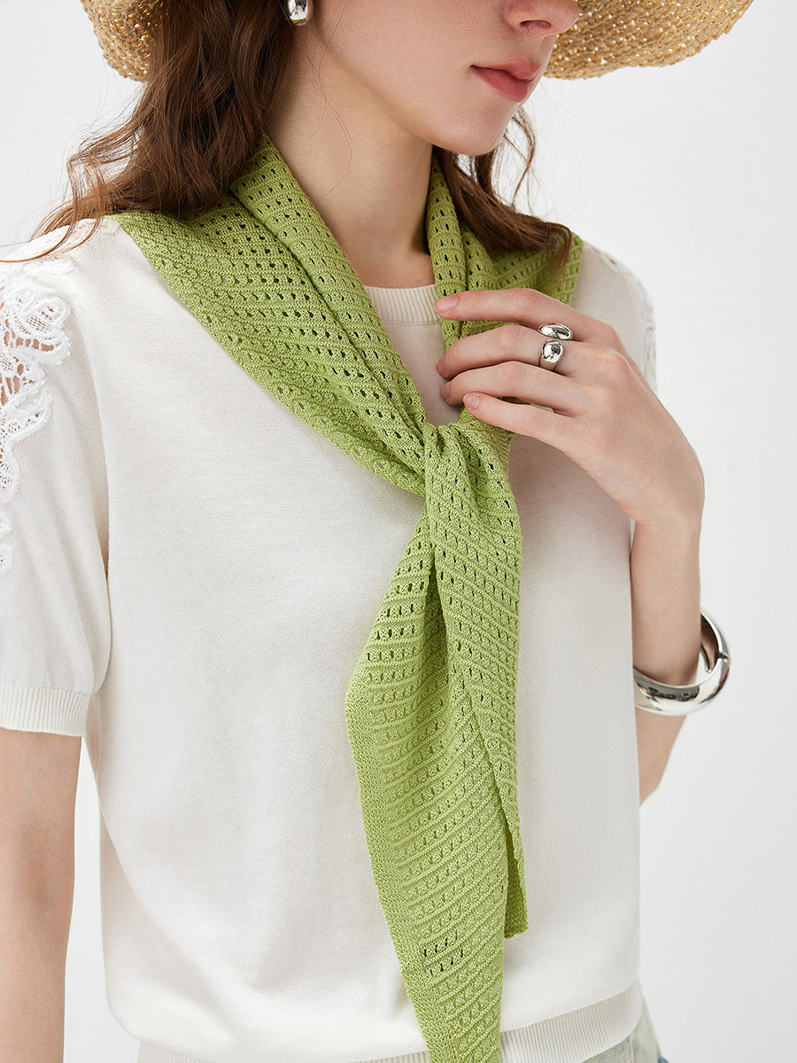 COMOBOCA Women's Openwork Knit Triangle Shoulder Wrap Scarf